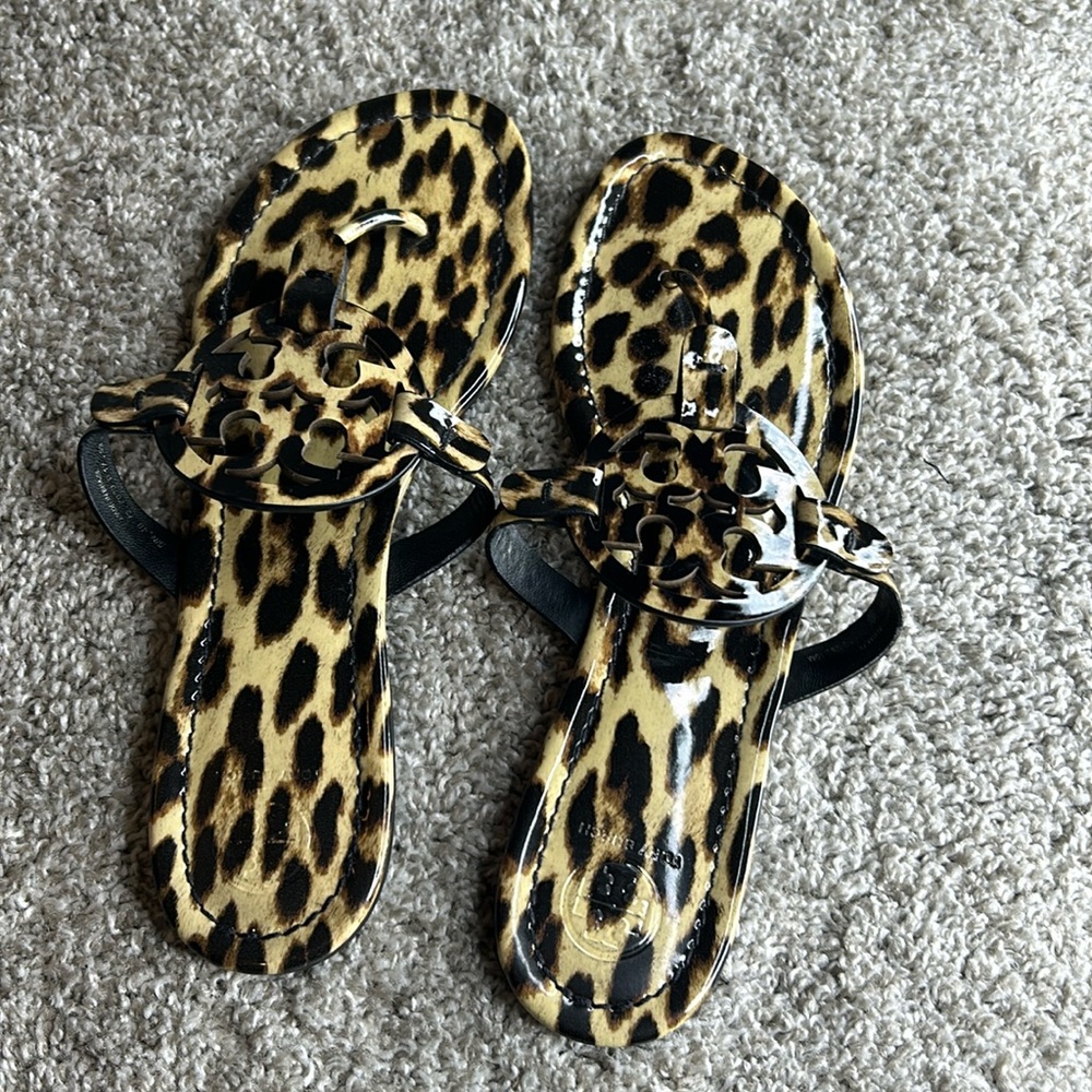 Tory Burch Leopard Logo Sandals